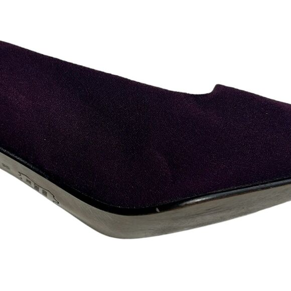 1980’s Vintage Jasmin Dark Purple Block Heels Closed Square Toe Leather Sole - Picture 11 of 11